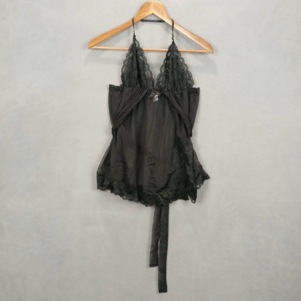 Fredericks Of Hollywood Babydoll Lingerie Top Womens Medium Black Lace Sleepwear